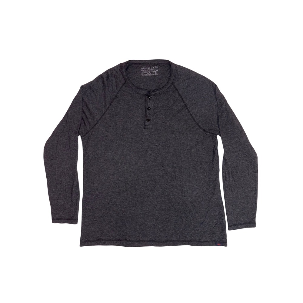 FAHERTY Cloud Henley Mens XL Charcoal Heathered Modal Blend Long Sleeve‎ MKC0077